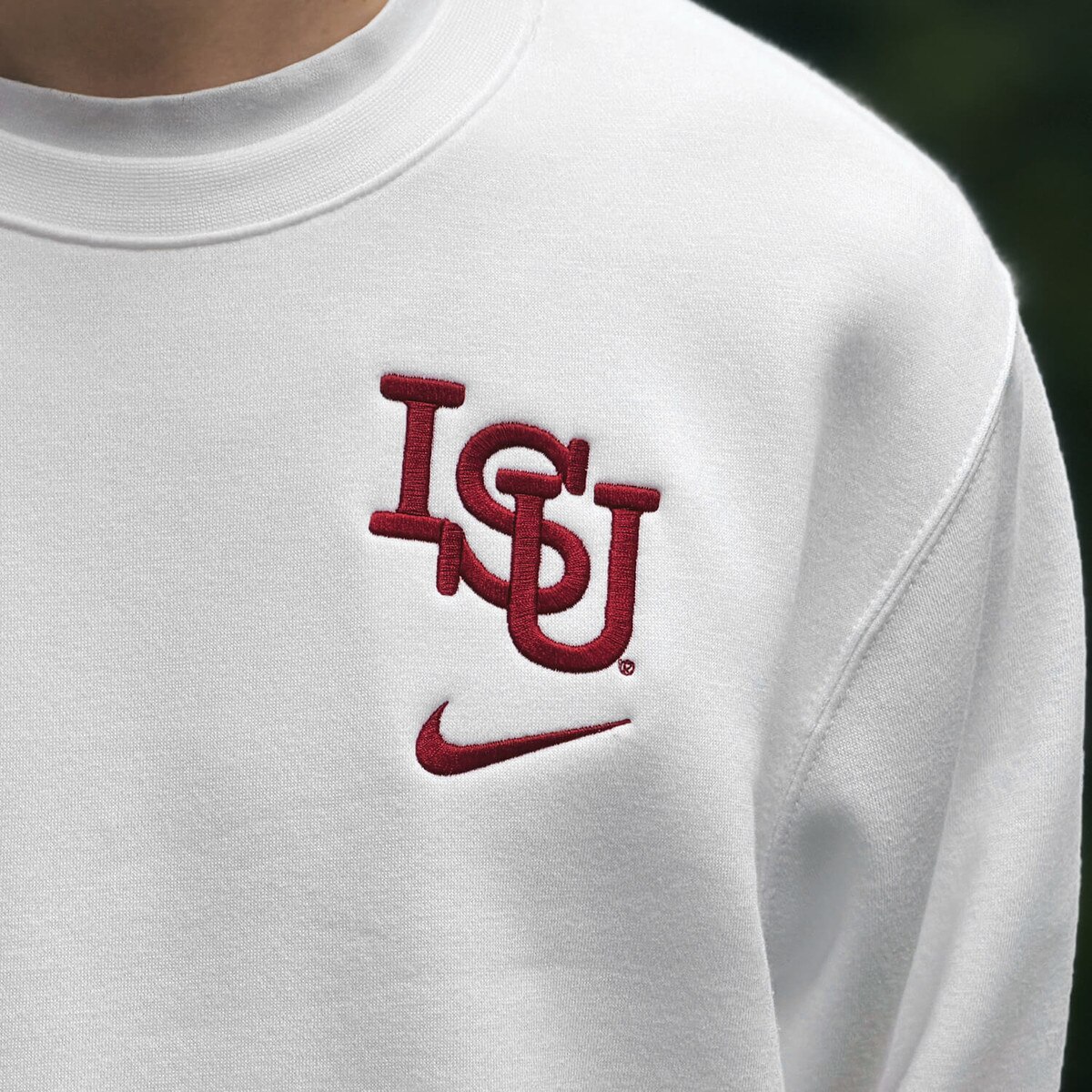 Nike Vintage ISU White Crewneck Sweatshirt design close up